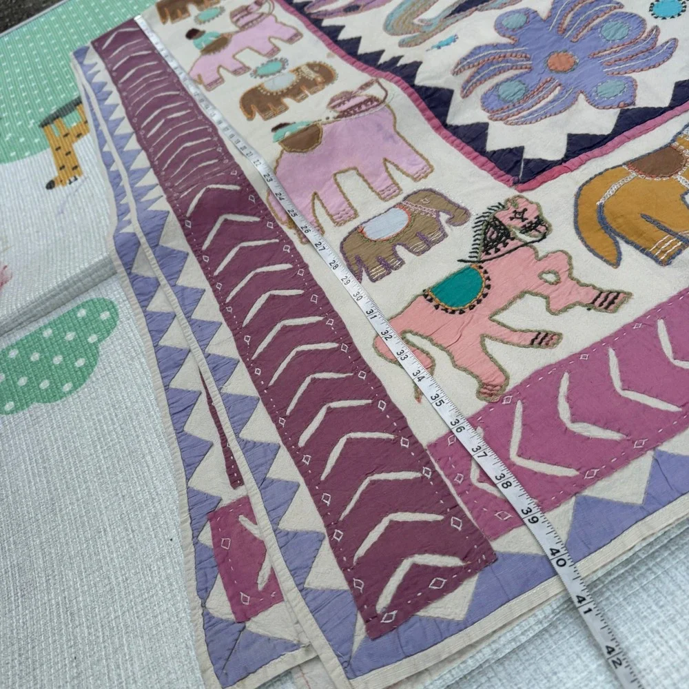 Vintage Indian Handmade Tree of Life Embroidery Textile Wall Art Tapestry Large